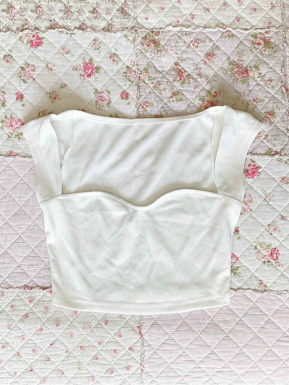SHEIN White Ribbed Square-Neck Crop Top